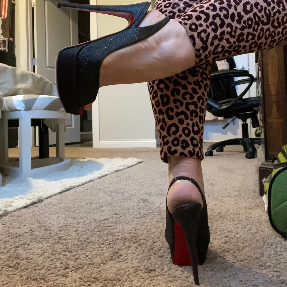 Christian Louboutin kate Lady peep toe GLITZY heel sz 8.5 39 - Picture 12 of 12